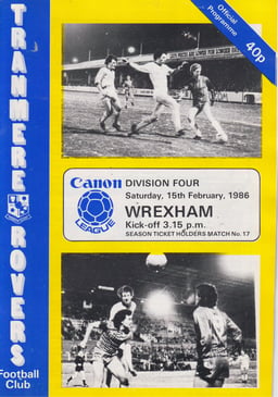 Tranmere Rovers v Wrexham Match Programme 1986-02-15